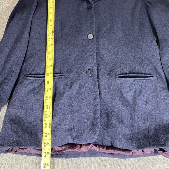 Chaus Petite Blazer Tops Women's Size 12 100% Wool Blue 3 Button Blazer - Picture 7 of 14